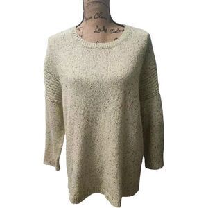 J. Jill Women's Size L Crew Neck Sweater Yellow 3/4‎ Sleeve